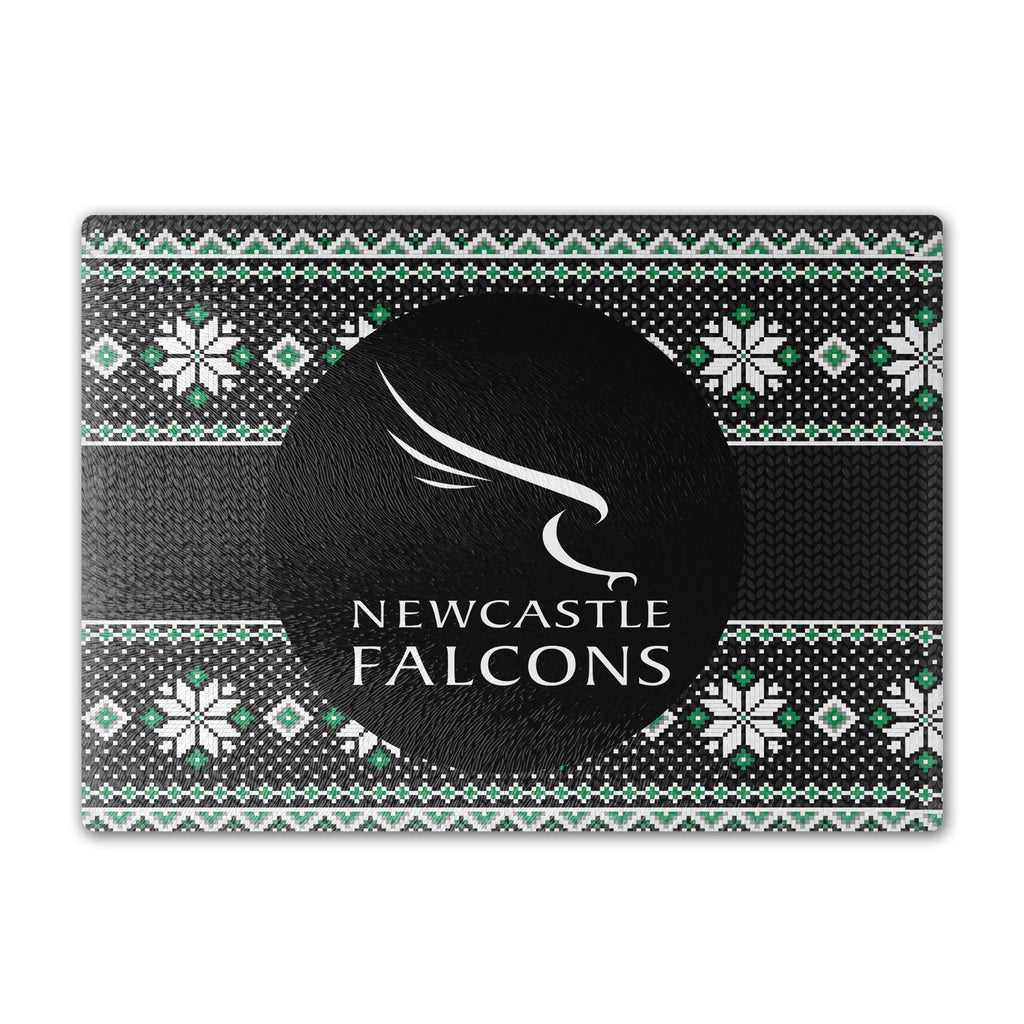 Falcons Xmas Knit Glass Chopping Board